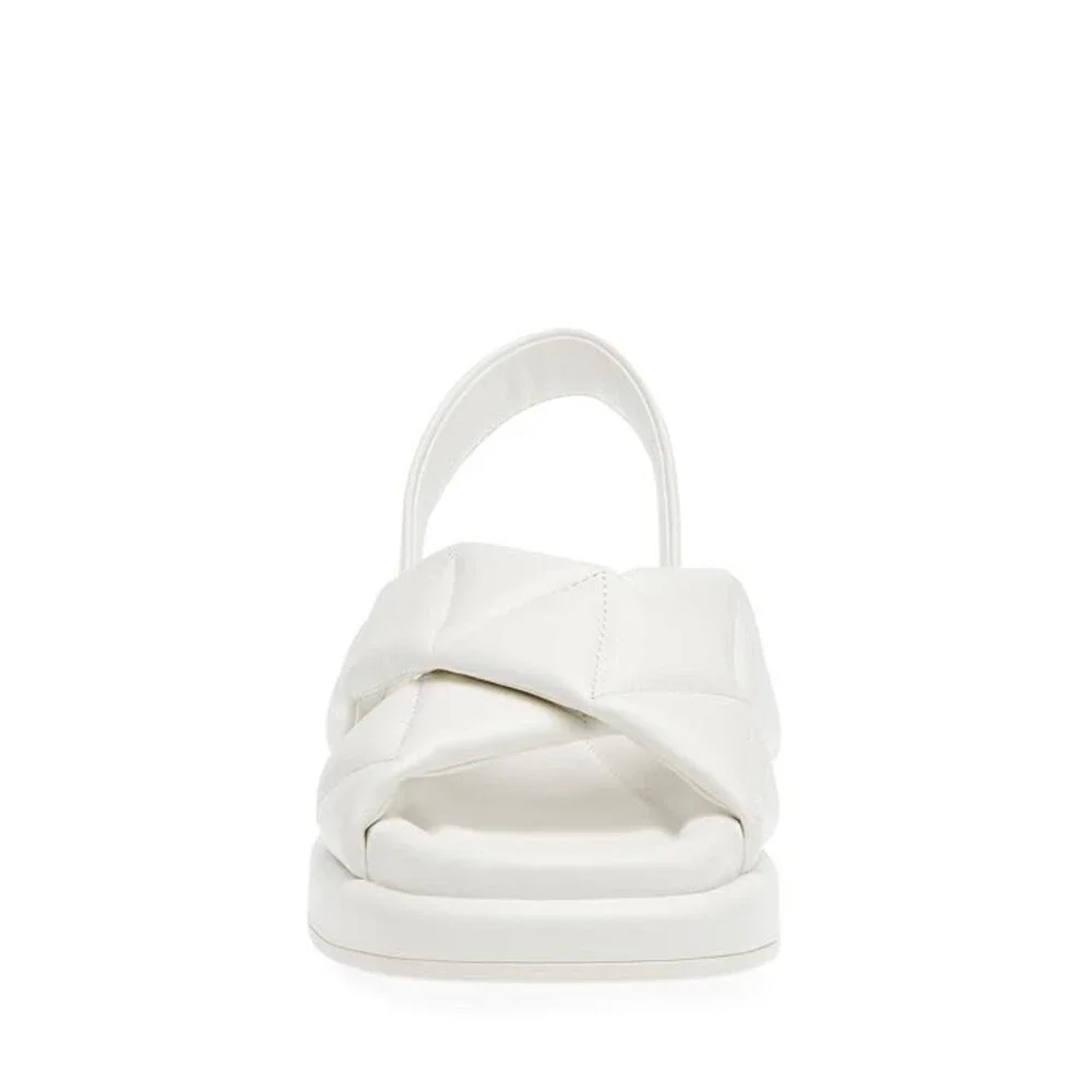 Anne Klein Air Sandals Womens 8.5 White Faux Leather Square Toe Slingback NCZ247